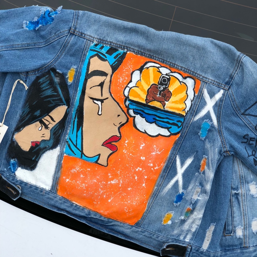 Hand painted jean jacket
